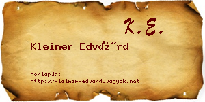 Kleiner Edvárd névjegykártya